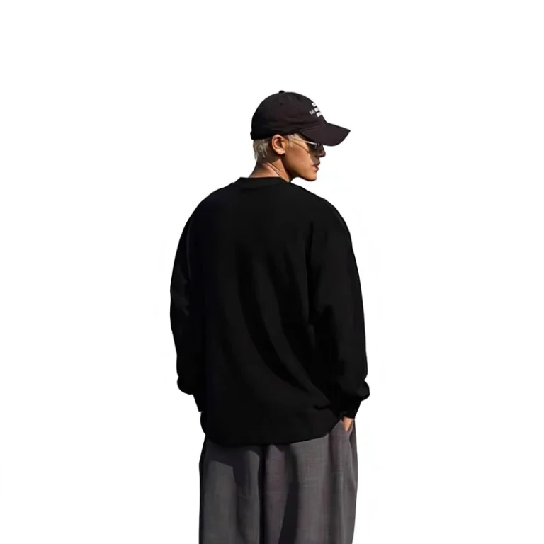 CHINEE-Cross-Border-Foreign-Trade-230g-Combed-Cotton-Crew-Neck-Long-Sleeve-T-Shirt-Solid-Color-Unisex-Loose-High-Color-Fastness
