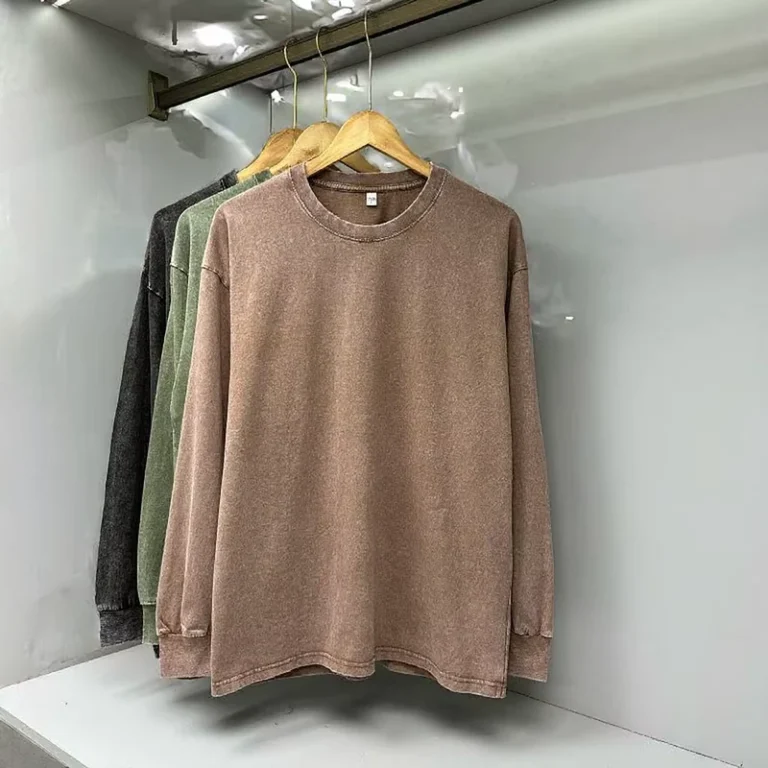CHINEE-Custom-240-GSM-Washed-Printing-Mens-Oversized-Plus-Size-Blank-Vintage-Acid-Washed-Long-Sleeve-T-Shirt-100-Cotton-Plain
