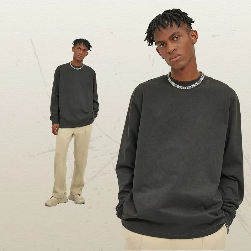CHINEE-Custom-345gsm-100-Cotton-Heavyweight-Blank-Streetwear-Long-Sleeve-T-Shirt-for-Men