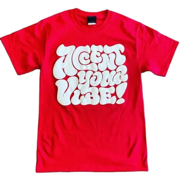 CHINEE-Custom-3D-Puff-Mens-T-shirt-100-Cotton-Solid-Pattern-Breathable-Regular-Fit
