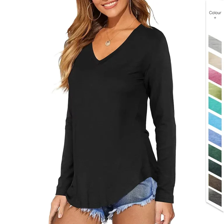 CHINEE-Custom-Autumn-Women-Long-Sleeve-V-Neck-Curved-Hem-Tunic-Tops-T-Shirts