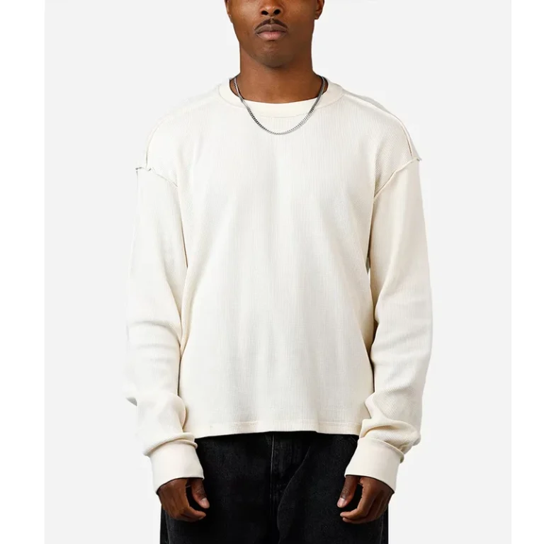 CHINEE-Custom-Blank-Ribbed-Long-Sleeve-Top-for-Men-Waffle-Knit-Long-Sleeve-t-Shirt-Unisex