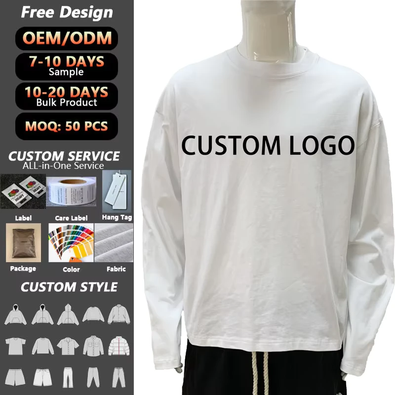 CHINEE-Custom-Crewneck-Tee-Top-Silk-Screen-Printed-100-Cotton-Regular-Fit-Long-Sleeve-T-Shirt-300g-Hip-Hop-Anti-Pilling