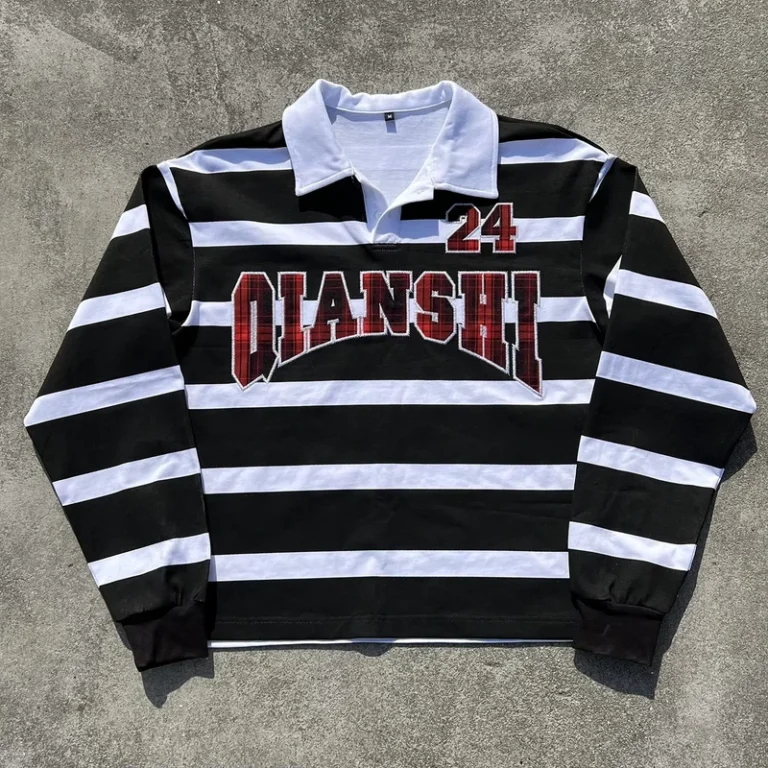 CHINEE-Custom-Embroidered-Stripe-Button-up-Shirts-Oversized-Boxy-Long-Sleeve-T-Shirt-100-Cotton-Thermal-Long-Sleeve-T-Shirt-for-Men