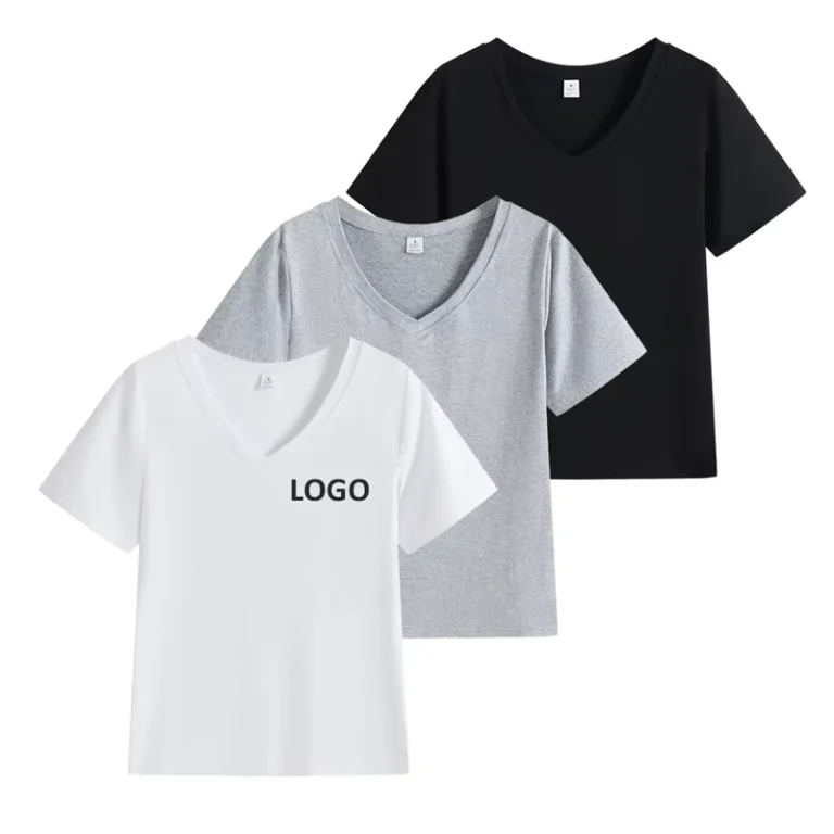 CHINEE-Custom-Graphic-Womens-Regular-Fit-T-Shirt-200gsm-Modal-Casual-Fashion-Tops-Short-Sleeve-V-Neck-T-Shirt