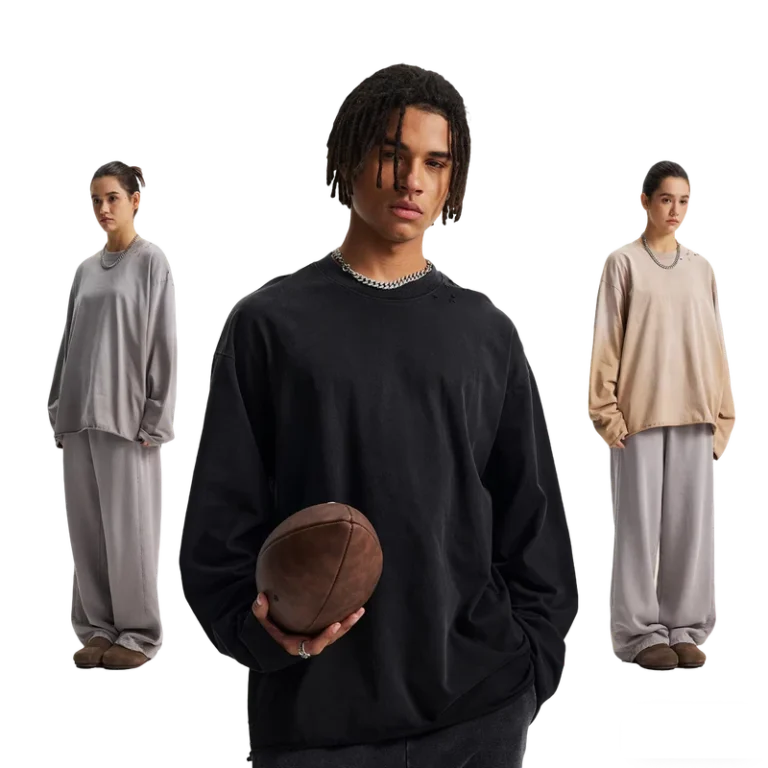 CHINEE-Custom-High-Quality-Cotton-Blank-Oversized-T-Shirt-Men-Long-Sleeve-Graphic-Streetwear-Distressed-Tshirt