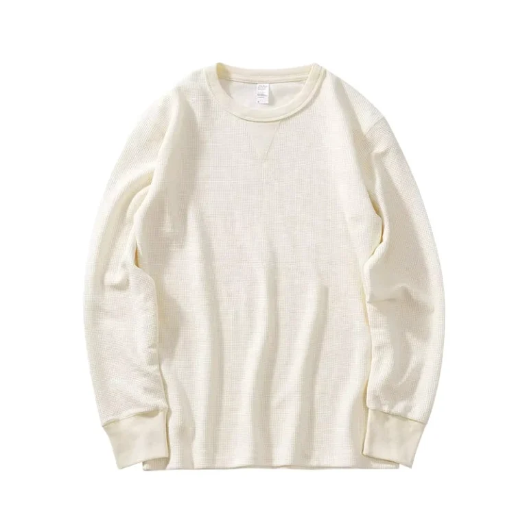CHINEE-Custom-High-Quality-Embroidery-logo-Cotton-Preshrunk-Blank-Knit-Waffle-Long-Sleeve-t-Shirt-Men