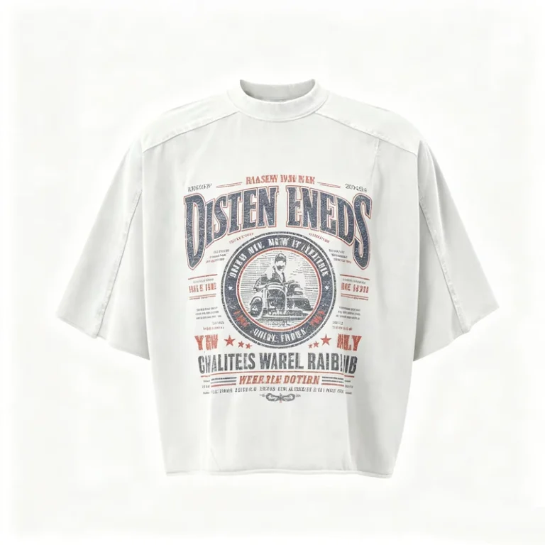 CHINEE-Custom-Kornit-Dtg-T-Shirt-Vintage-Motorcycle-Graphic-Print-Oversized-Tee-Retro-Style-OEM-Factory