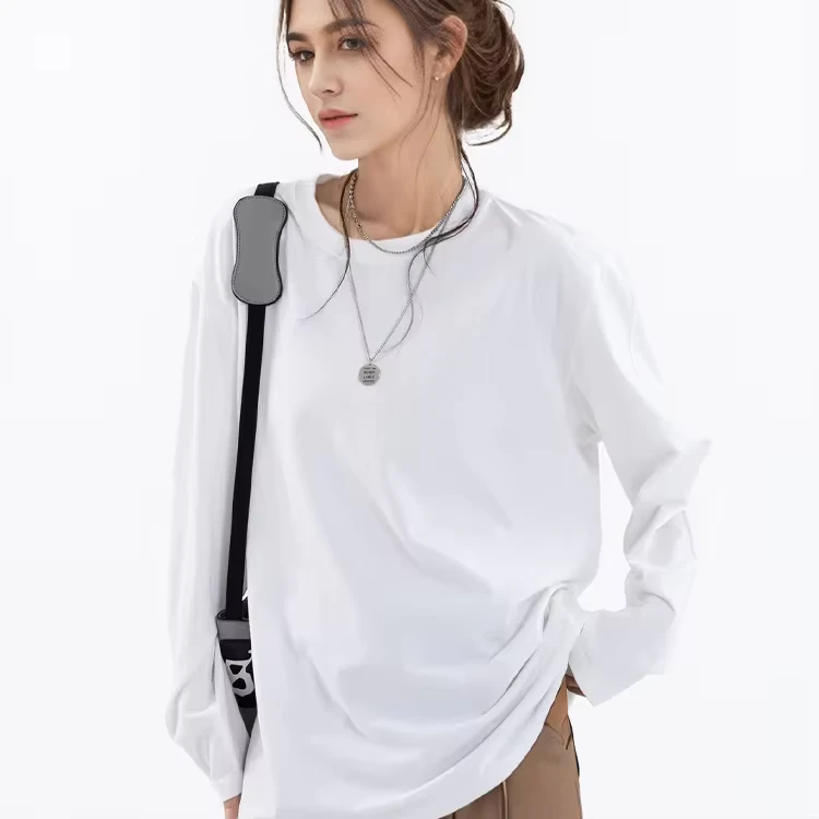 CHINEE-Custom-Logo-220g-Pure-Cotton-Couple-Trendy-Loose-Pullover-Crew-Neck-Siro-Long-Sleeved-T-shirt-for-Women