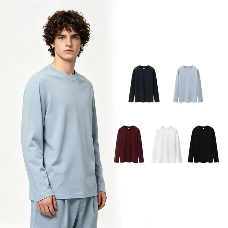 CHINEE-Custom-Logo-230GSM-Combed-Cotton-Long-Sleeve-T-Shirt-Men-Women-Blank-Heavyweight-Crew-Neck-OEM-Streetwear-T-Shirt