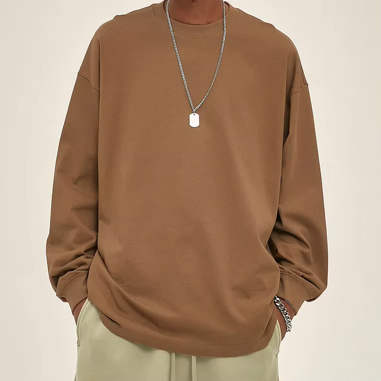 CHINEE-Custom-Logo-305-GSM-Heavyweight-100-Cotton-Long-Sleeve-T-shirts-Crew-Neck-Tshirts-for-Men