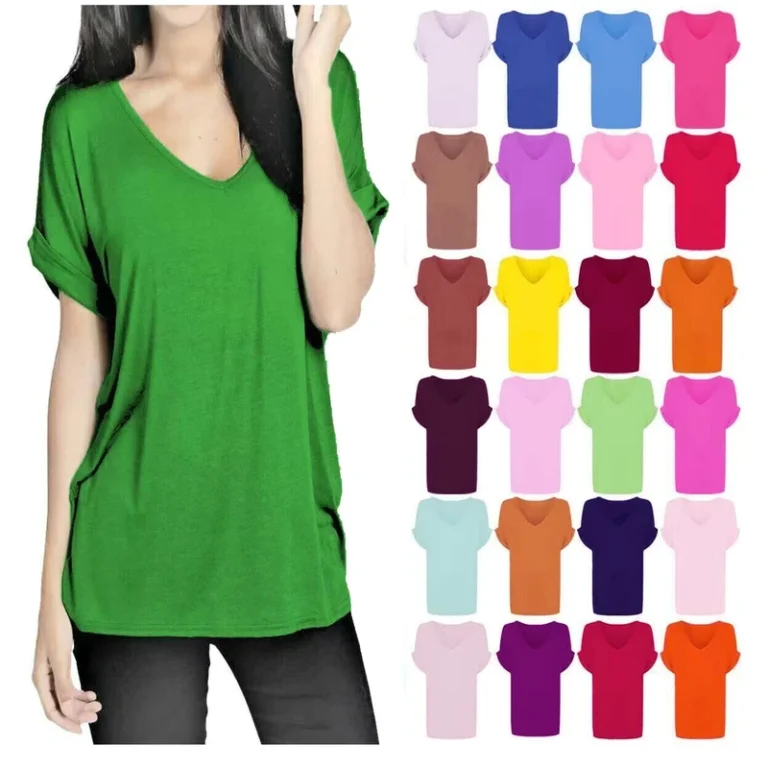 CHINEE-Custom-Logo-95-Viscose-5-Elastane-Womens-T-shirts-Womens-V-neck-T-shirts