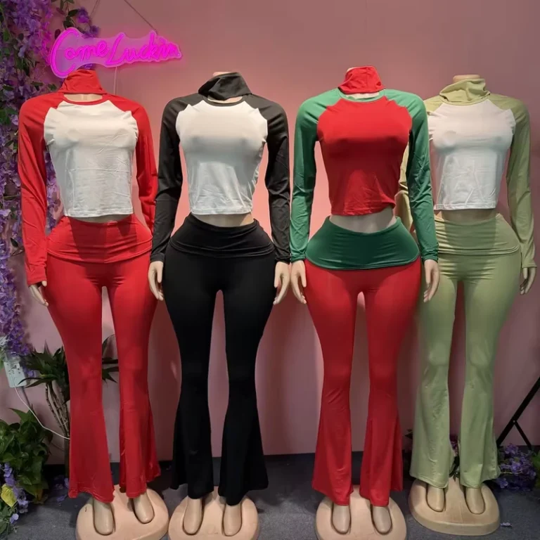 CHINEE-Custom-Logo-Contrasting-Color-Christmas-Long-Sleeve-T-shirt-Flared-Pants-With-Headband-3-Piece-Set-Loungewear-Tracksuit