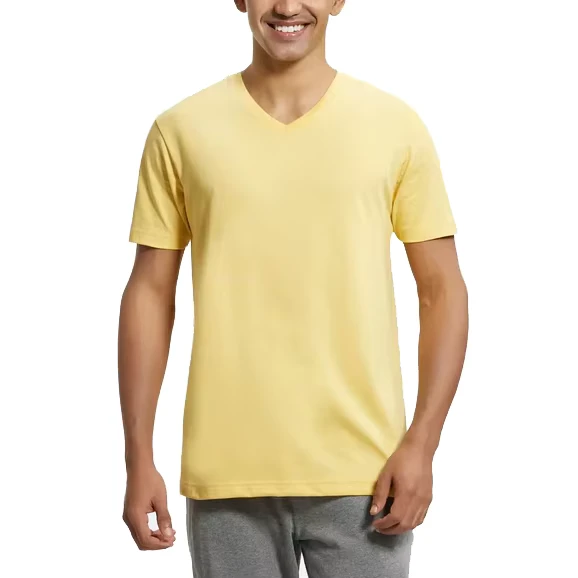 CHINEE-Custom-Logo-Short-Sleeve-V-Neck-Solid-Regular-Fit-180g-Lightweight-Cotton-Blend-Casual-Mens-T-Shirts
