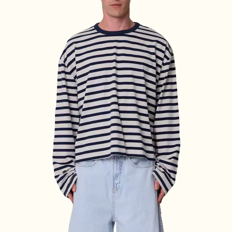 CHINEE-Custom-Long-Sleeve-Men-T-Shirts-Striped-Oversize-Loose-Tee-Soft-Cotton-Men-Causal-T-Shirts