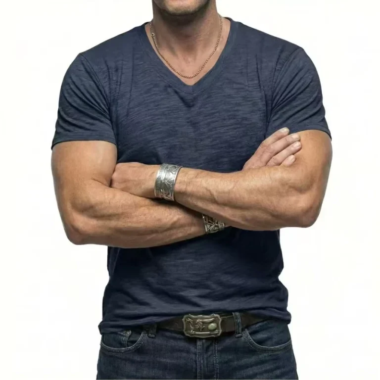 CHINEE-Custom-Men-Slub-Cotton-V-Neck-T-Shirt-Vintage-Heather-Texture-Slim-Fit-Muscle-Tee-Short-Sleeve-Breathable-Casual-Summer-Top