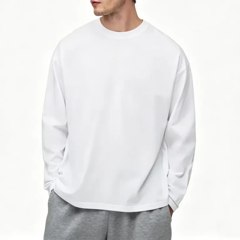 CHINEE-Custom-Mens-100-Cotton-T-Shirt-Rib-O-Neck-Long-Sleeve-Heavyweight-Streetwear