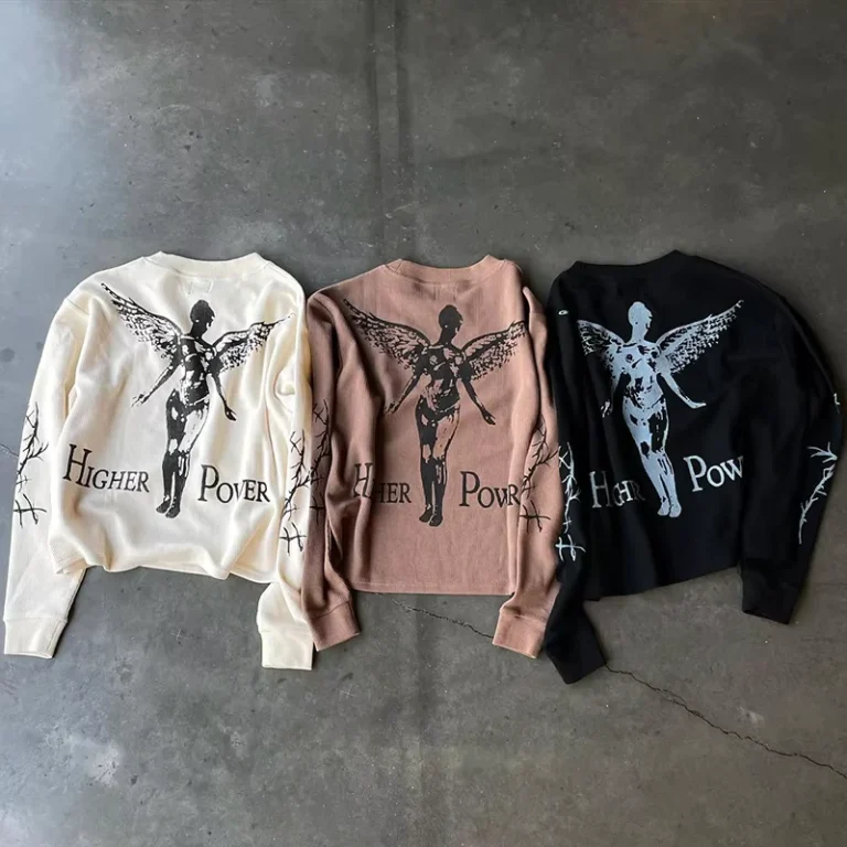 CHINEE-Custom-Mens-Oversized-Waffle-Shirt-Cotton-Cropped-Boxy-Tshirt-Tees-Graphic-DTG-Print-Waffle-Long-Sleeve-t-Shirt