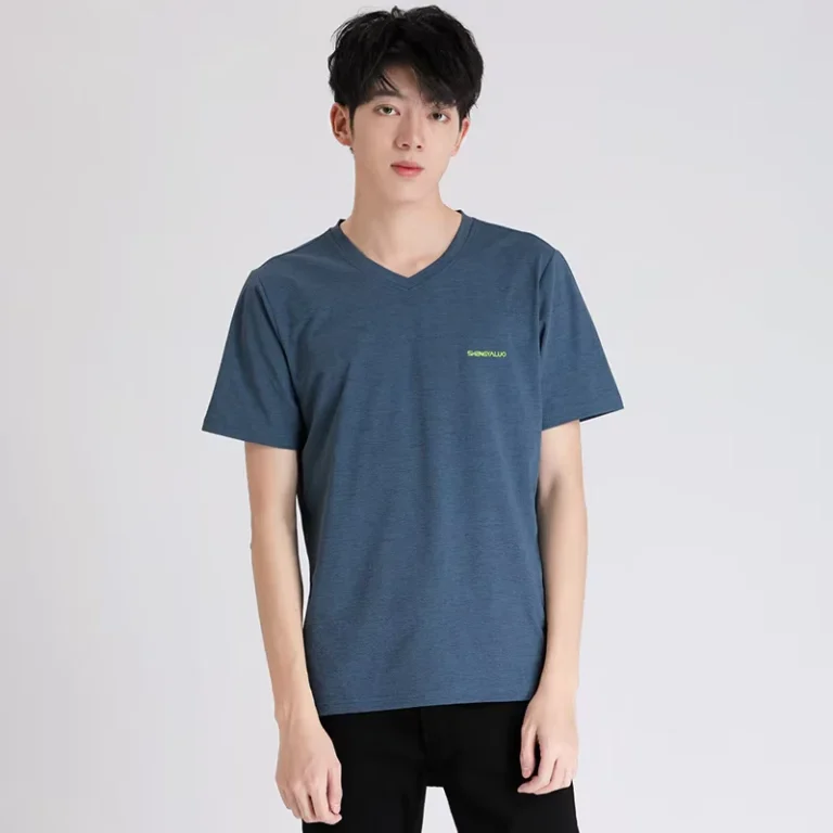 CHINEE-Custom-Mens-Short-Sleeve-T-Shirt-Trendy-V-Neck-Pullover-Casual-Loose-Fit-Top