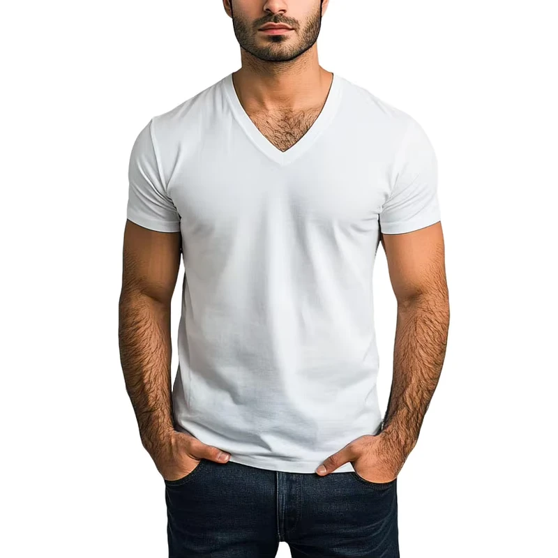 CHINEE-Custom-Premium-OEM-Personalized-Manufacturer-Print-Demand-T-Shirts-V-Neck-Short-Sleeve-Solid-Knitted-Casual-100Cotton-Mens