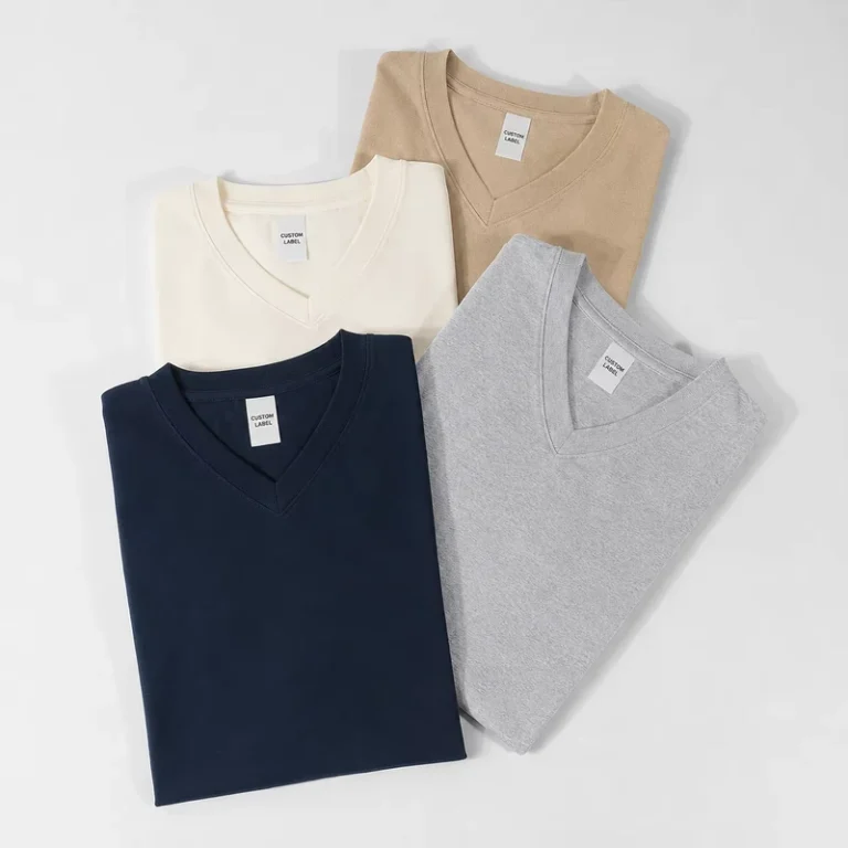 CHINEE-Custom-Print-250gsm-100-Cotton-Solid-Knitted-V-Neck-T-Shirts-Premium-Casual-Streetwear-Tees-Unisex-Soft-Fabric
