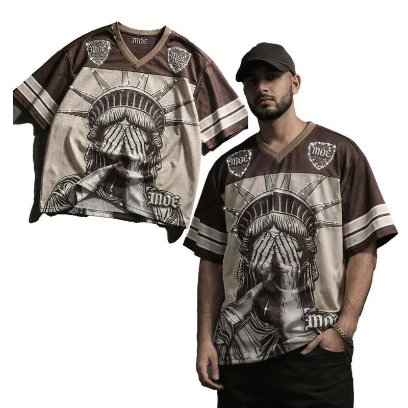 CHINEE-Custom-Rhinestone-Mesh-Jersey-Oversized-Men-Streetwear-Sublimation-Print-V-Neck-Sports-Shirt-American-Football-Jersey