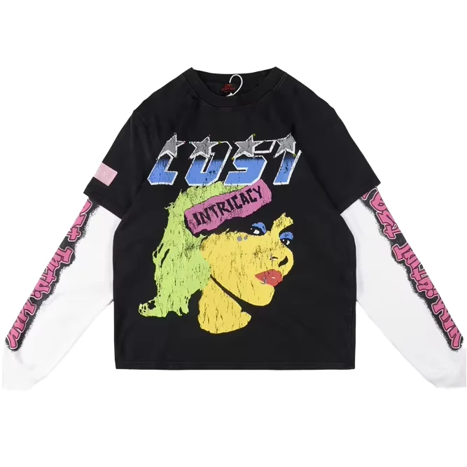 CHINEE-Custom-Screen-Printed-Cotton-Graphic-T-shirts-Summer-Longsleeve-T-Shirt-Oversize-Boxy-Double-Layer-Street-Style-Mens-T-Shirt