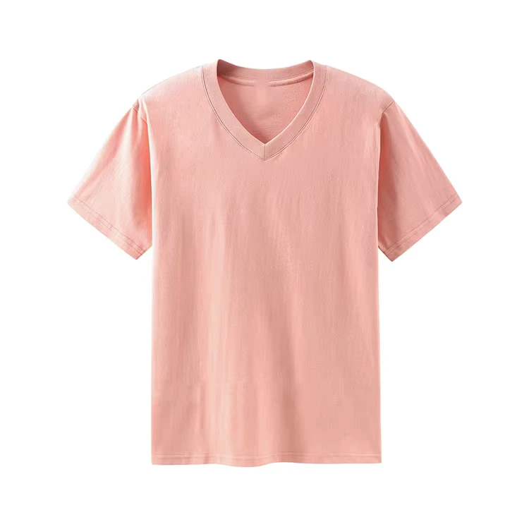 CHINEE-Custom-Solid-Casual-Breathable-Quick-Dry-Unisex-100-Cotton-V-Neck-T-Shirts-for-Men-and-Women-in-Bulk