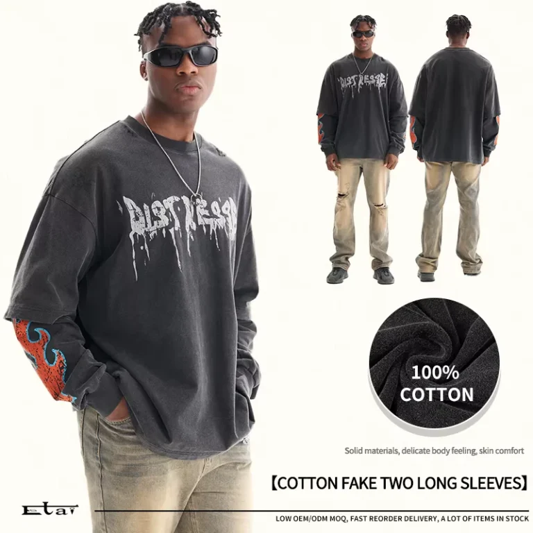 CHINEE-Custom-Streetwear-Tee-Cotton-Acid-Wash-T-Shirt-Oversized-Screen-Print-Long-Sleeve-Double-Layer-Long-Sleeve-T-shirts-for-Men