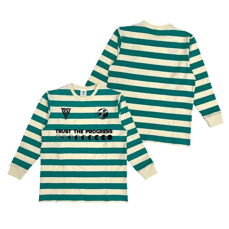 CHINEE-Custom-True-Classic-Striped-Crewneck-Tee-Top-Embroidered-Logo-Heavy-Cotton-Boxy-T-Shirt