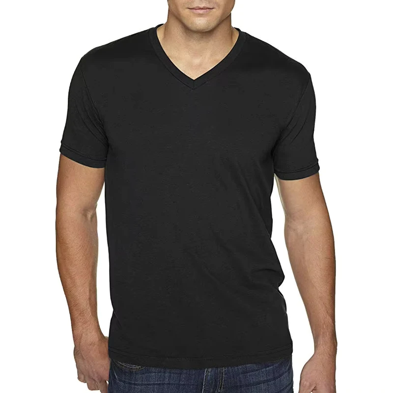 CHINEE-Custom-V-Neck-Casual-Polyester-Cotton-T-Shirt-with-Short-Sleeve-Loose-Fit-Quick-Dry-Plain-Design-for-Men