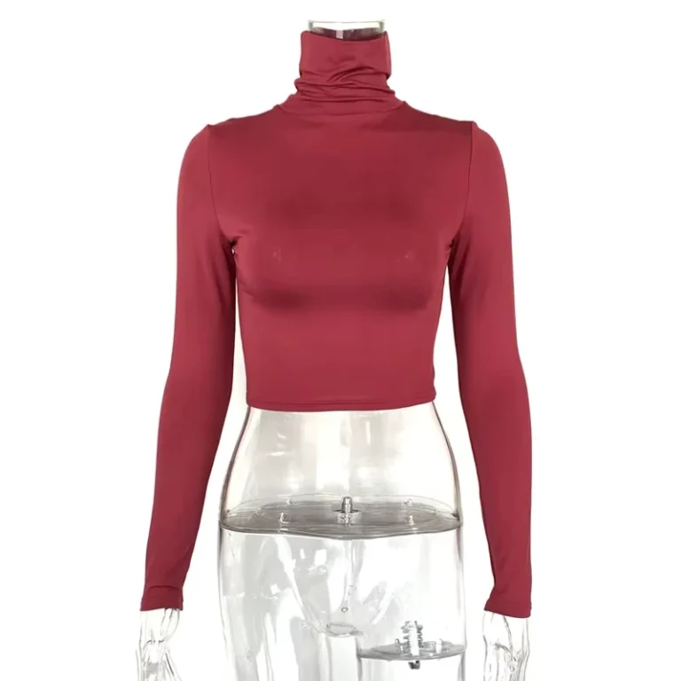 CHINEE-Custom-Womens-Fashion-Sexy-Slim-Fit-Cropped-Long-Sleeve-High-Neck-Top-T-shirt