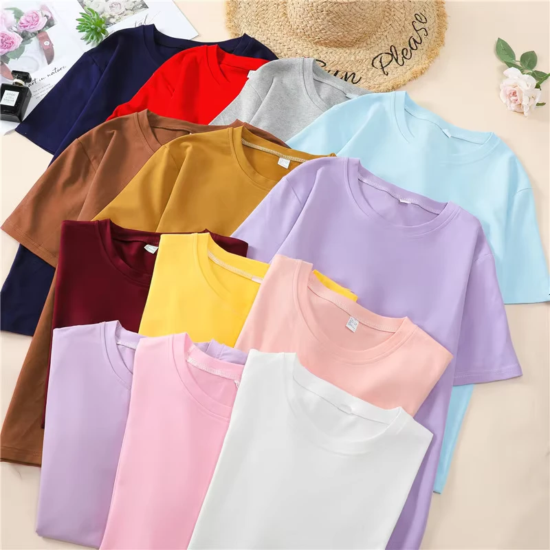 CHINEE-Custom-logo-Crew-Neck-Short-Sleeve-Regular-Length-Poly-Spandex-Soft-Fully-Stretchy-Plain-Womens-T-Shirts