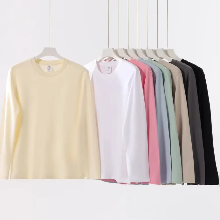 CHINEE-Customizable-Unisex-230-Grams-Combed-Compact-Siro-Cotton-Yarn-T-shirts-Knitted-Regular-Fit-Long-Sleeve-Plain-Shirts