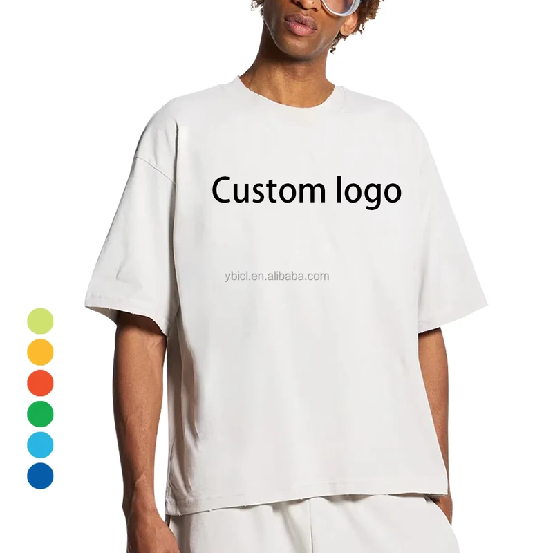 CHINEE-Customized-Streetwear-Crop-T-Shirts-Custom-Logo-Drop-Shoulder-Crew-Neck-Puff-Print-Tee-Shirts-Supplier