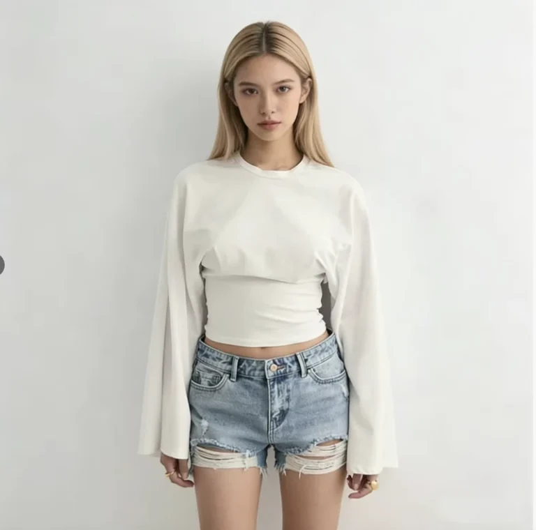 CHINEE-Customized-logo-womens-long-sleeved-round-neck-slimming-T-shirt-crop-top-Casual-Y2K-street-style-fashionable-pullover-summer