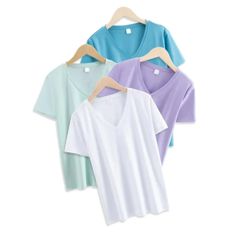 CHINEE-Customs-100-Cotton-Womens-v-Neck-t-Shirts-With-Your-Custom-Design-Print