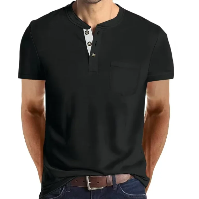CHINEE-DLM044-Mens-T-Shirt-Spring-and-Summer-Solid-V-Neck-POLO-Shirt-for-Men