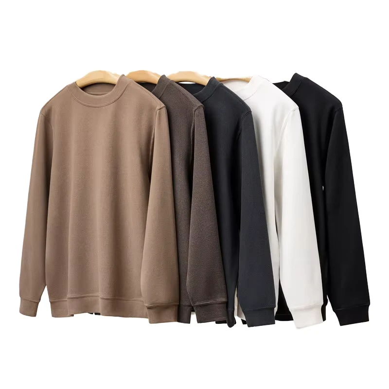 CHINEE-DXCG-Mens-Long-Sleeve-Pullover-Sweatshirt-Autumn-Winter-Stand-Collar-Base-Loose-Solid-Color-Retro-Style-Inner-Layer-T-Shirt