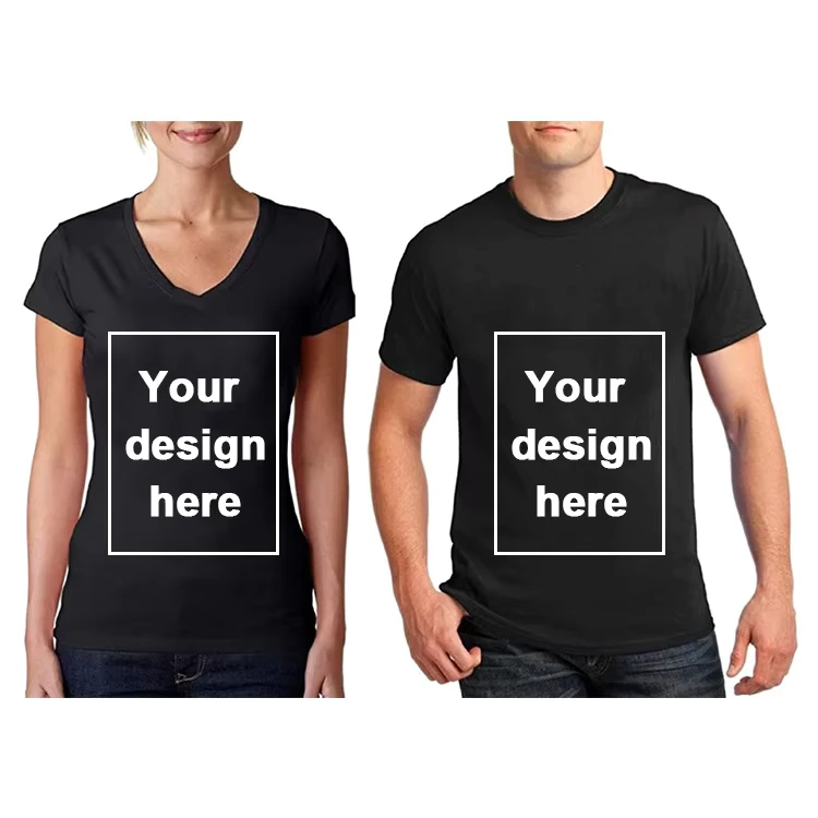 CHINEE-Direct-to-Garment-China-En-Gros-Plane-V-Neck-Clothing-100-Cotton-Plain-Couple-T-Shirts-for-Sublimation-Printing