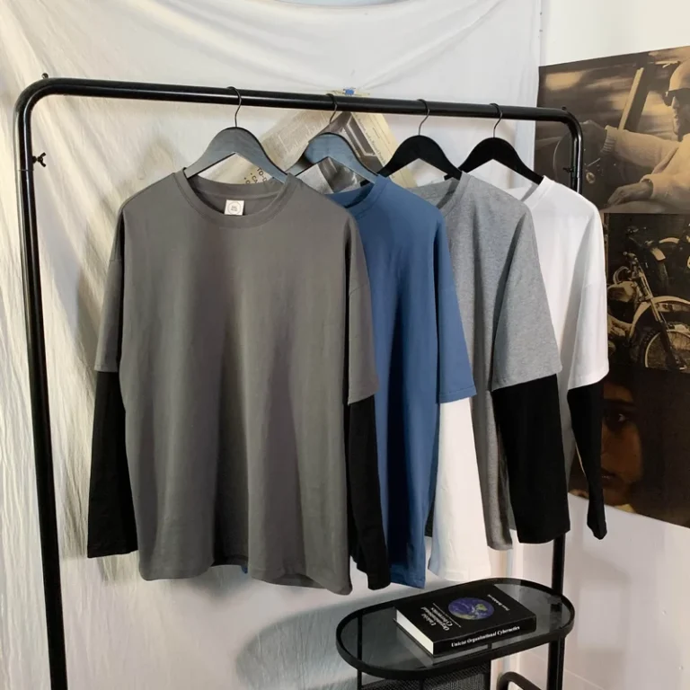 CHINEE-Double-Layer-Long-Sleeve-Tee-Custom-t-Shirt-250-Gsm-Color-Block-Tshirt-Casual-Clothes-Double-Layer-Long-Sleeve-T-shirt