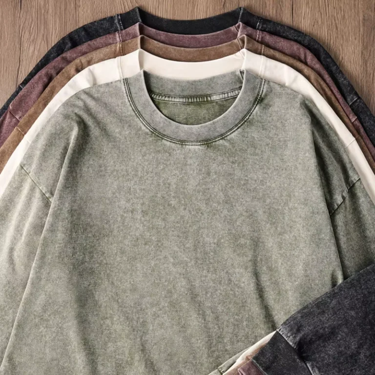 CHINEE-European-Retro-Mens-Long-Sleeve-T-Shirt-Combed-Cotton-230g-Vintage-Washed-Loose-Fit-Autumn-Solid-Blank-Breathable-Hip-Hop