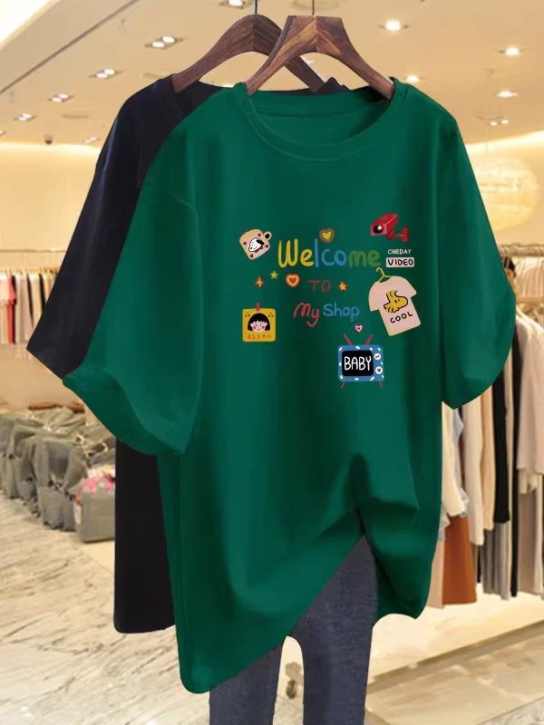 CHINEE-Exclusive-Womens-Printed-T-Shirt-Short-Sleeve-Cotton-Casual-Wear-OEM-Export-Oriented-Quality-Custom-Graphic-Design