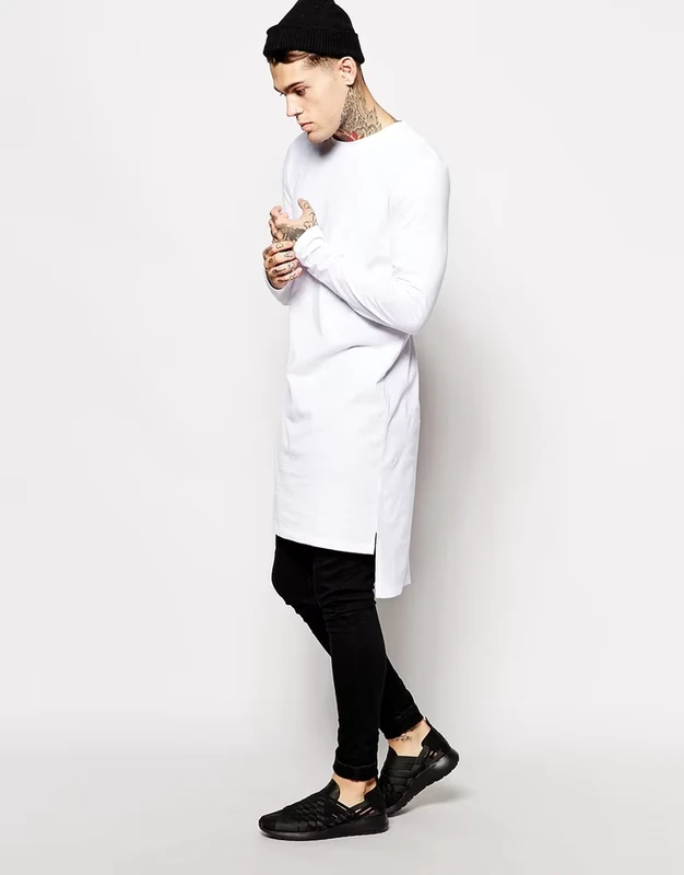 CHINEE-Extreme-Longline-Long-Sleeve-T-Shirt-WIth-Stepped-Hem