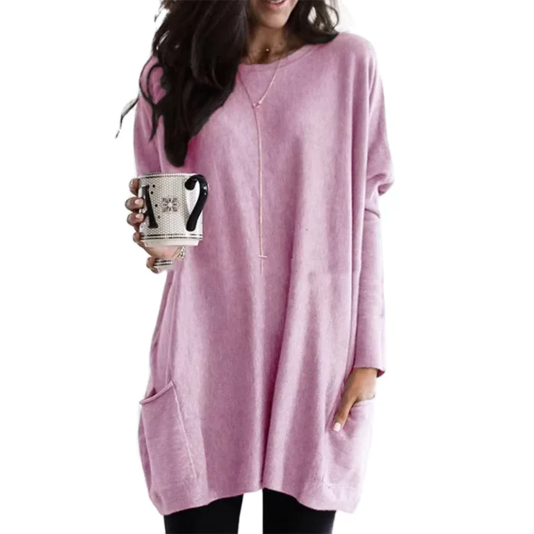 CHINEE-Factory-Autumn-Winter-Fashionable-Loose-Solid-Color-Extra-large-Style-European-American-Style-Long-T-shirt-Tall-Women