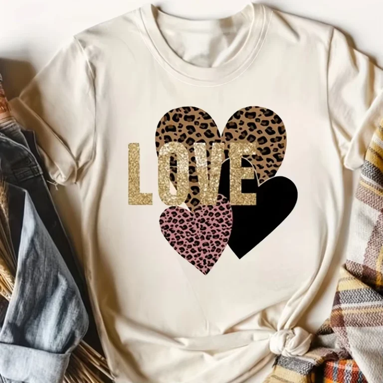CHINEE-Fashion-Casual-Letter-Heart-Drawing-Print-Womens-Round-Neck-Short-Sleeve-T-shirt-Top