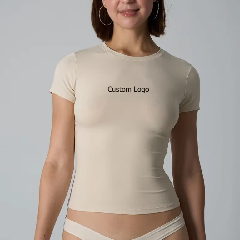 CHINEE-Fashion-Fitted-Tshirt-For-Women-Lady-Gym-Top-90-Cotton-10-Spandex-Top-Short-Sleeve-Shirt