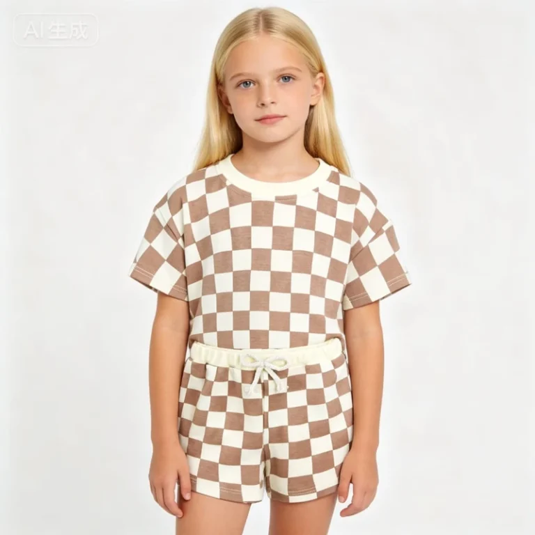 CHINEE-Fashion-Kids-Clothing-Girls-Toddler-Outfits-Plaid-T-Shirt-Short-Pants-2-Pieces-Cotton-Clothes-Set