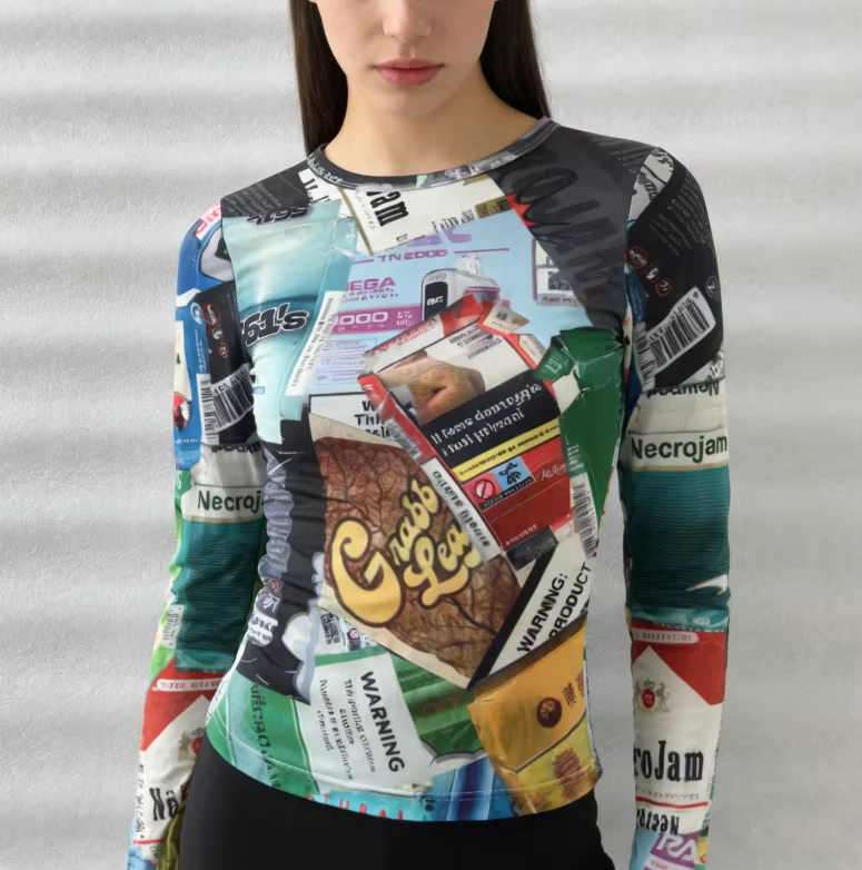 CHINEE-Fashion-Long-Sleeve-O-neck-Crop-Top-Printed-Mesh-Sexy-Bodycon-T-Shirt