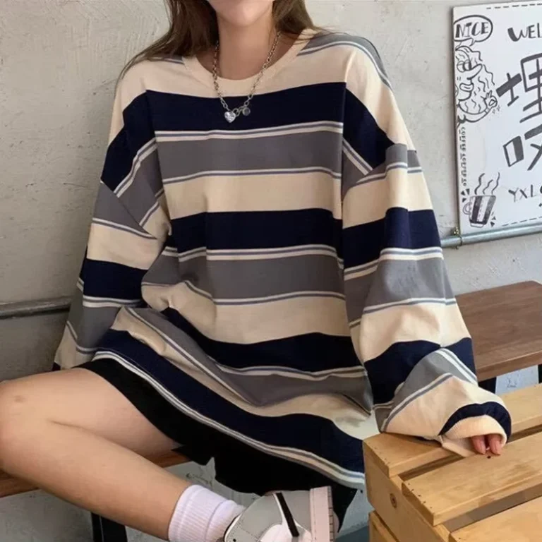 CHINEE-Fashion-Womens-Loose-Collarless-Breathable-Anti-Wrinkle-Comfortable-Sweatshirt-Thin-T-Shirt-Customizable-Options-All-Season
